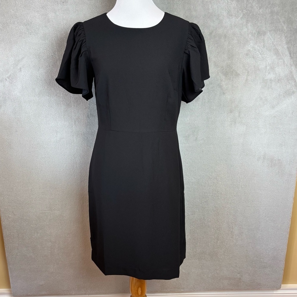 Ann Taylor Black Flutter Sleeve Sheath Little Black Dress Women’s Size 4 NWT